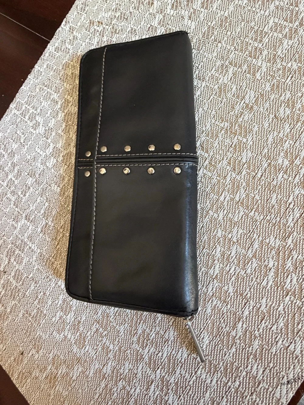 Michael Kors Astor studded black zip around wallet 8”